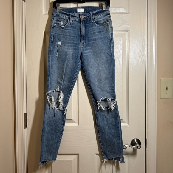 Rare MOTHER Denim STUNNER ANKLE STEP FRAY High Rise Jeans HELTER SKELTER 26 $258 - Picture 2 of 16